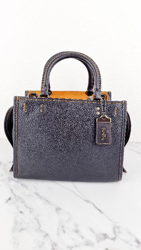 Coach 1941 Rogue 25 in Black Pebble Leather with Honey Suede lining - Handbag Shoulder Bag Coach 54536