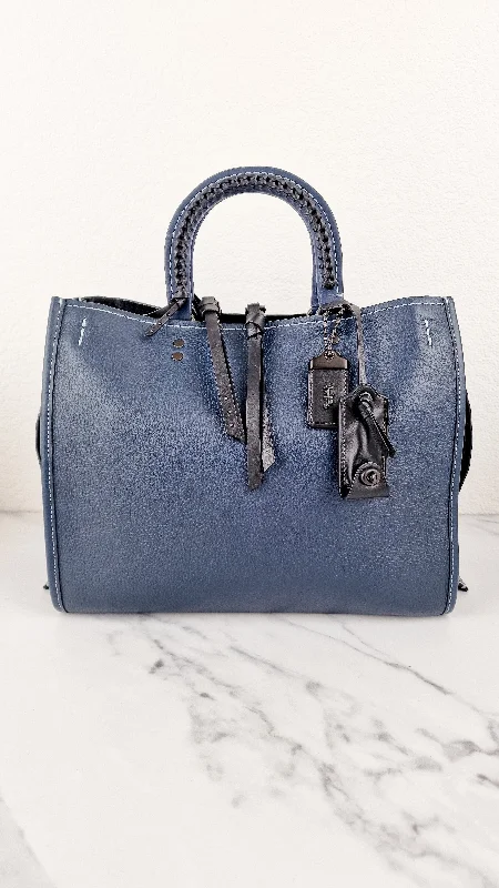 Coach 1941 Rogue 31 Prussian Blue Western Whiplash Whipstitch with Black Suede Lining Handbag Coach 58122