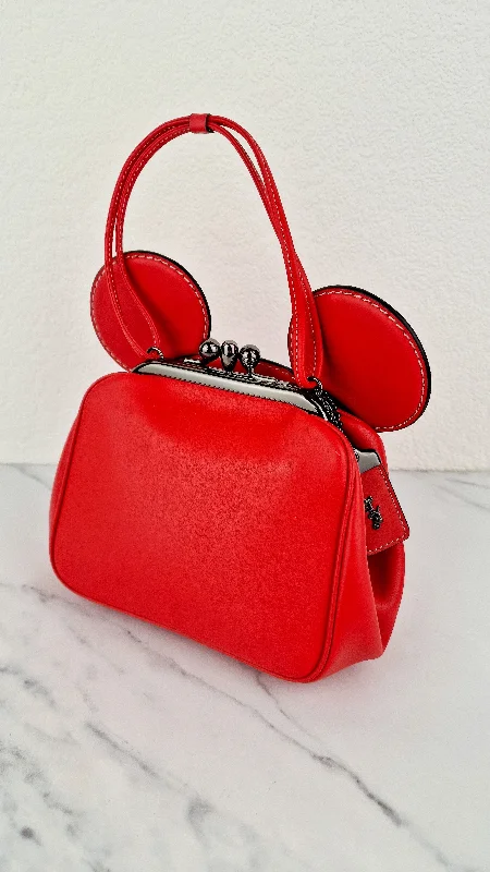 Coach x Disney x Keith Haring Mickey Mouse Ears Bag in Red Smooth Leather With Kisslock & Chain Strap LIMITED EDITION - Handbag Coach 37980