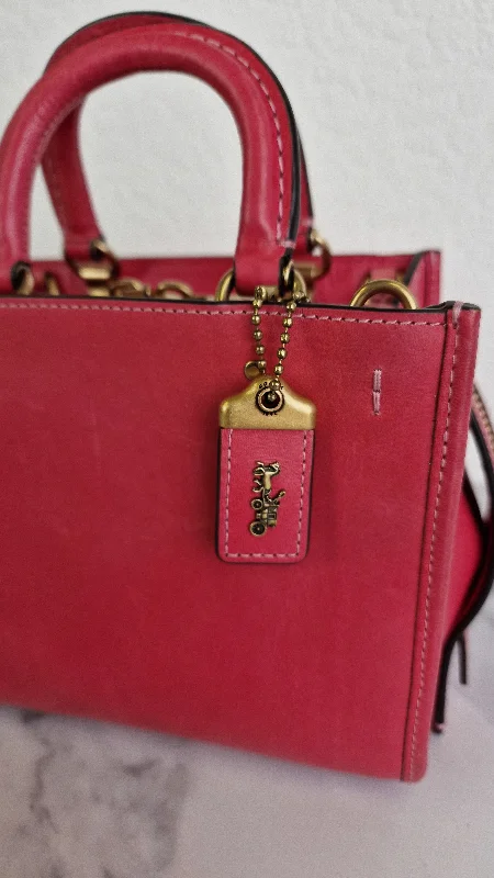 Coach 1941 Rogue 17 in Bright Carmine Red Pink Original Natural Leather - Handbag Mini Bag Crossbody Bag - Coach C3870