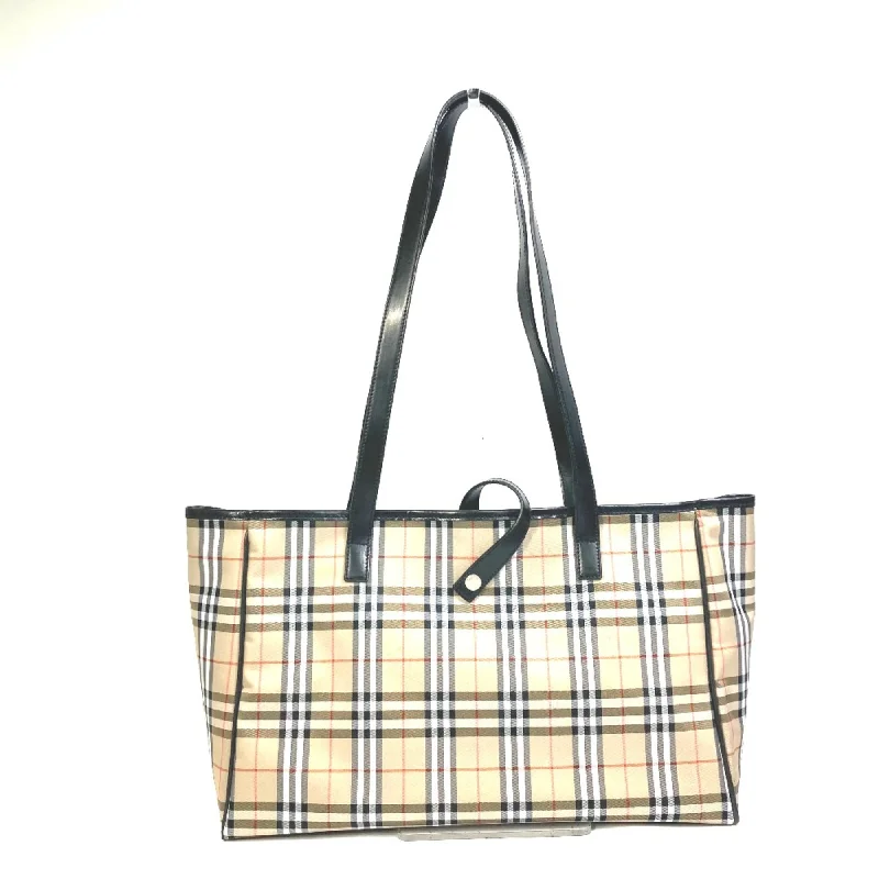 Burberry check Bag Tote Bag shawl Shoulder Bag Beige Black