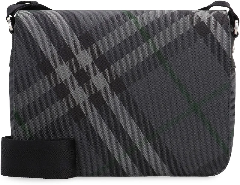 Burberry Grid Messenger Bag With Check Motif