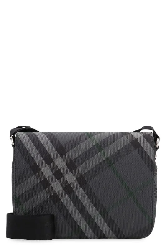 Burberry Grid Messenger Bag With Check Motif