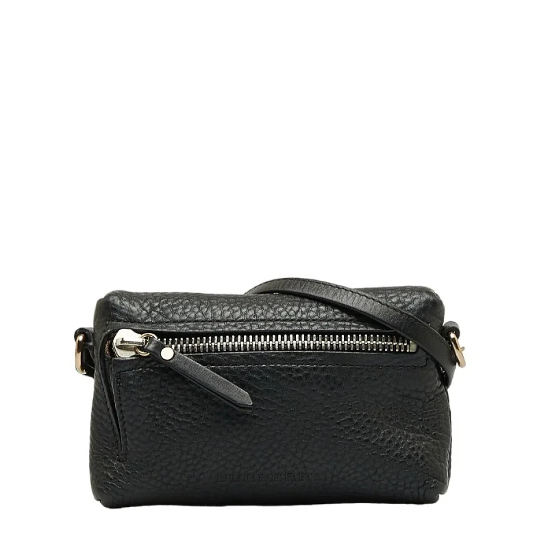 Burberry Nova Check Shoulder Bag Black Leather Women's BURBERRY