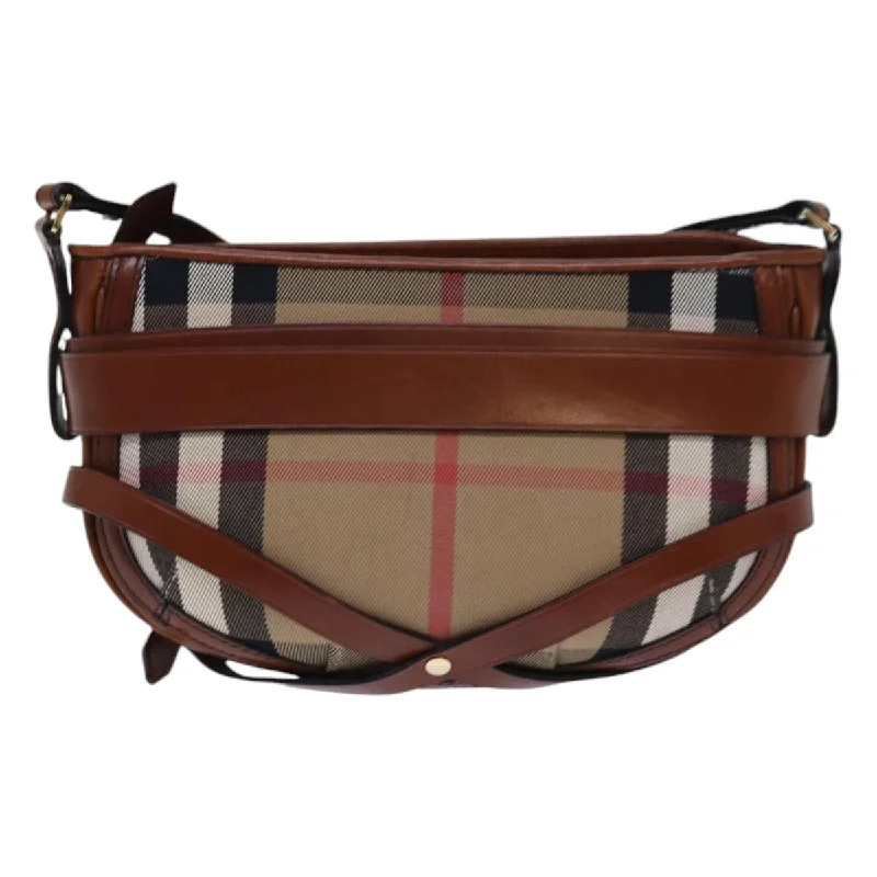 BURBERRY Nova Check Shoulder Bag Canvas Beige Gold  86429