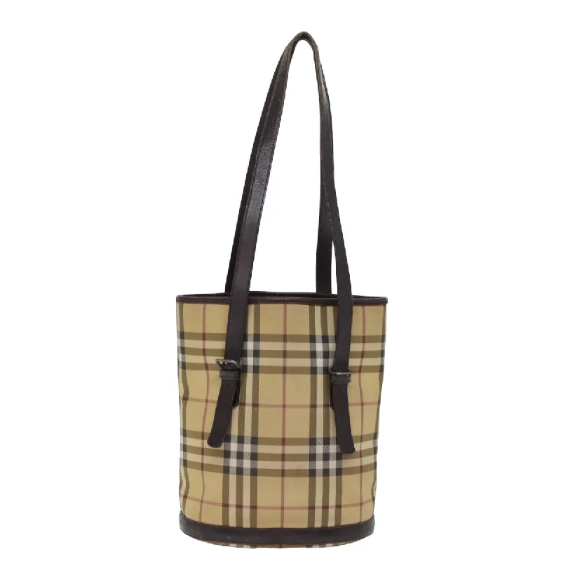 BURBERRY Nova Check Shoulder Bag Coated Canvas Beige  am6355