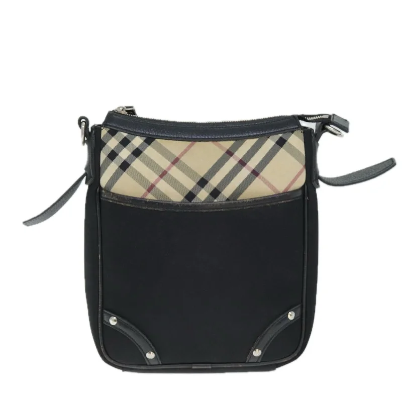 BURBERRY Nova Check Shoulder Bag Nylon Black Beige  75144