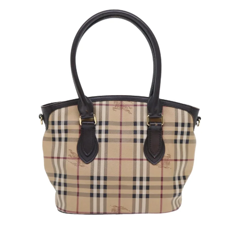 BURBERRY Nova Check Shoulder Bag PVC Leather 2way Beige Black  56661