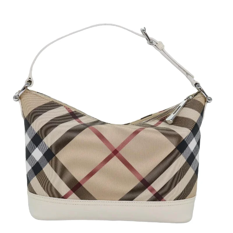 BURBERRY Nova Check Shoulder Bag PVC Leather Beige  am6477A