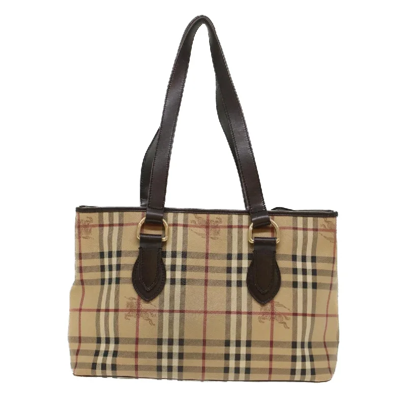 BURBERRY Nova Check Shoulder Bag PVC Leather Beige Dark Brown  yk7975