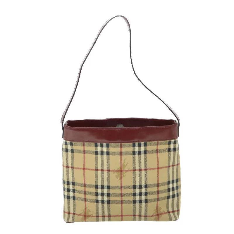 BURBERRY Nova Check Shoulder Bag PVC Leather Beige Red  54838