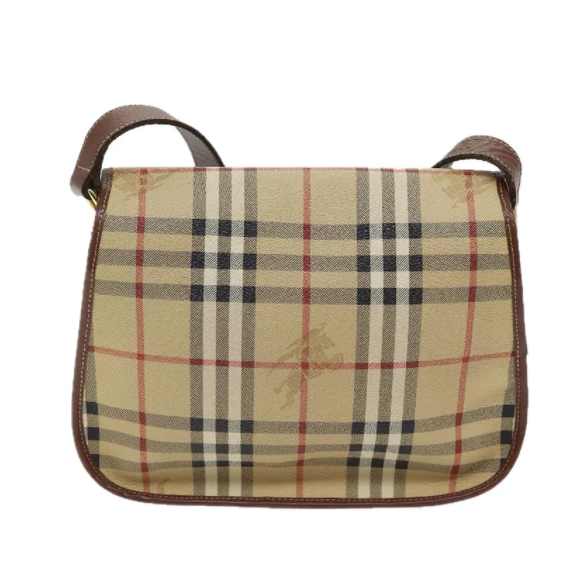 BURBERRY Nova Check Shoulder Bag PVC Leather Beige  yk11741