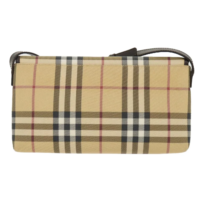 BURBERRY Nova Check Shoulder Bag PVC Leather Beige  yk7830B