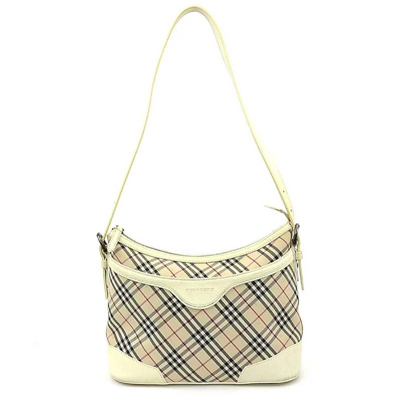 Burberry shoulder bag, Nova check canvas, leather, beige, off-white, women's, e58877a