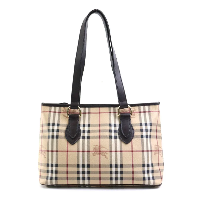 BURBERRY Shoulder Bag Tote Nova Check PVC/Leather Beige/Multicolor Women's