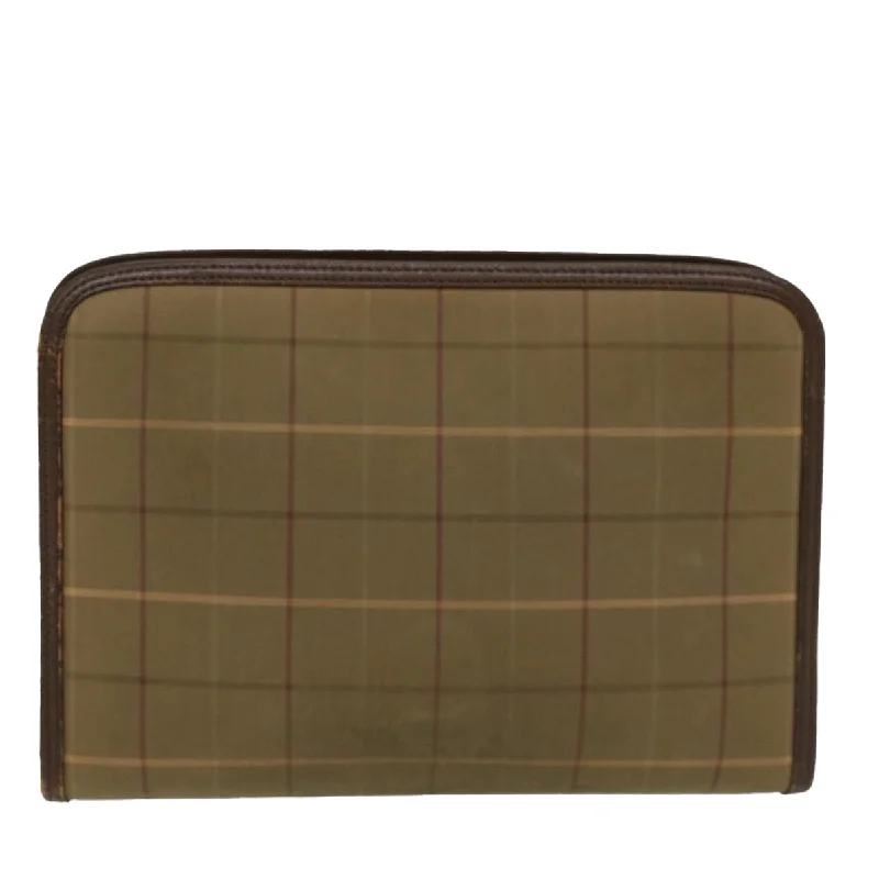 BURBERRYSs Nova Check Clutch Bag Canvas Leather Khaki Brown  hk820