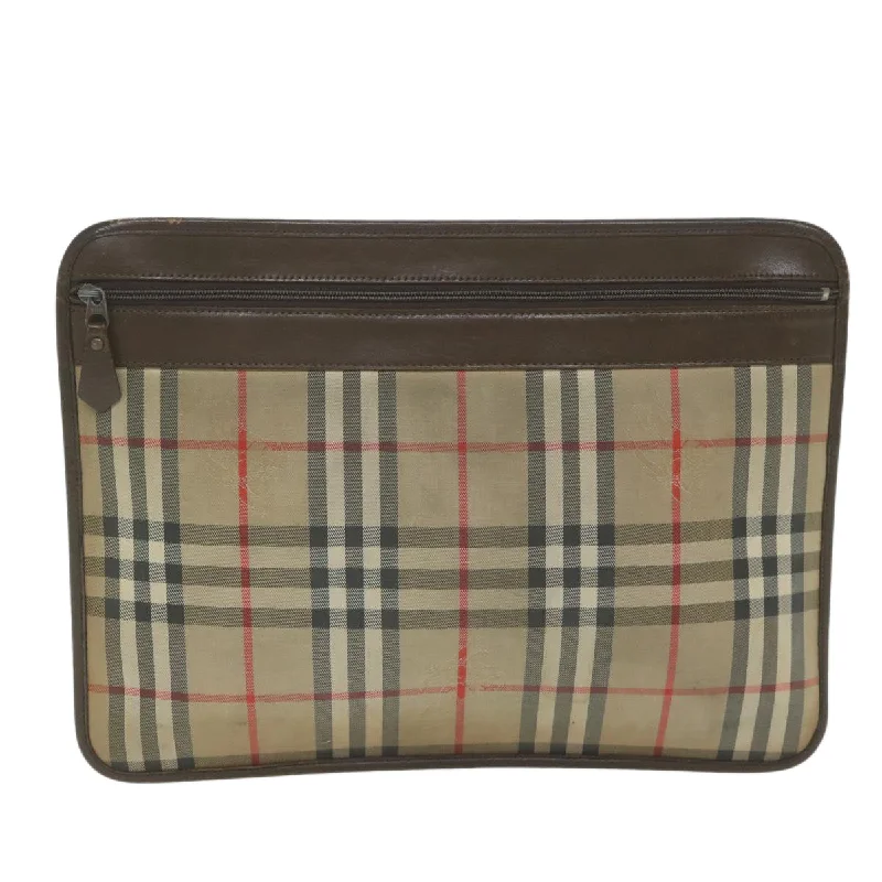 BURBERRYSs Nova Check Clutch Bag Nylon Beige  yk10018