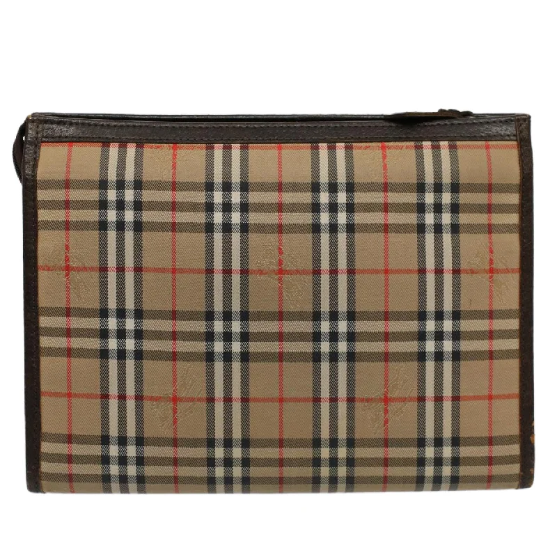 BURBERRYSs Nova Check Clutch Bag Nylon Canvas Beige  56606