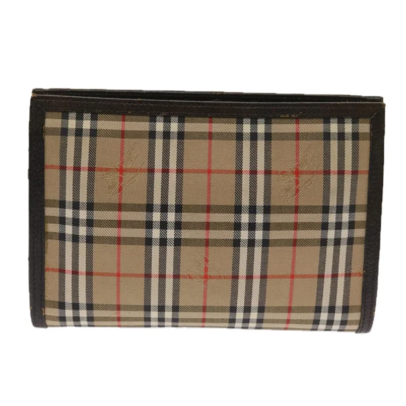 BURBERRYSs Nova Check Clutch Bag Nylon Canvas Beige  64215