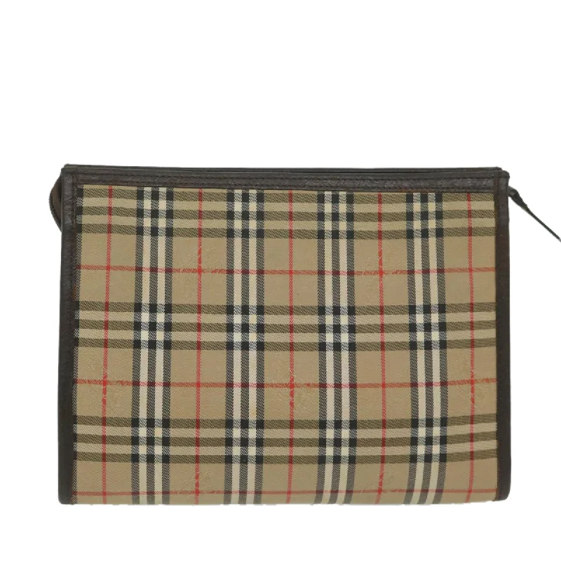 BURBERRYSs Nova Check Clutch Bag Nylon Canvas Beige  ki3989