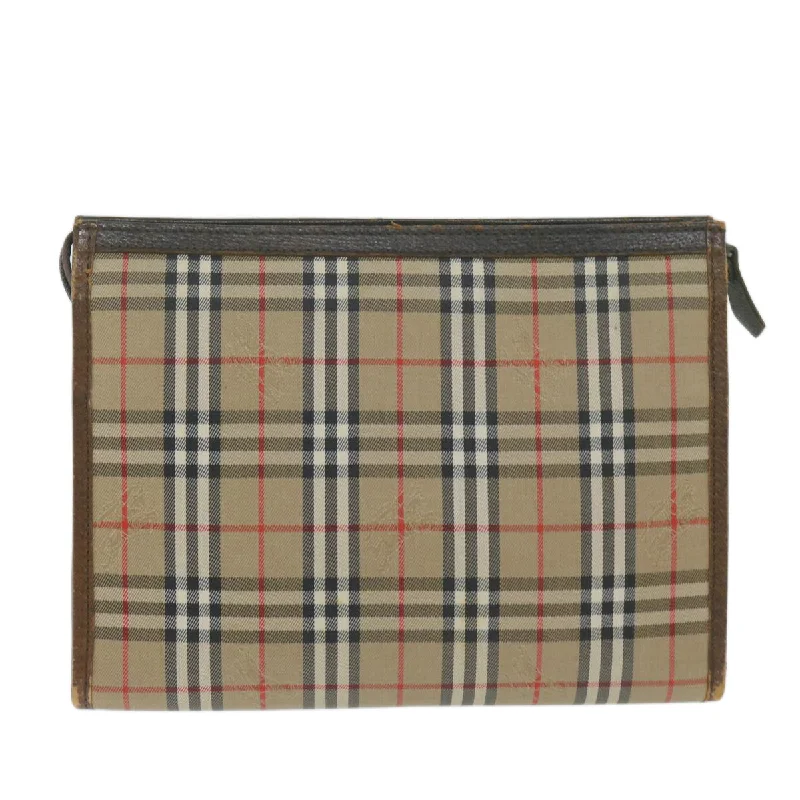 BURBERRYSs Nova Check Clutch Bag Nylon Canvas Beige  yk10180