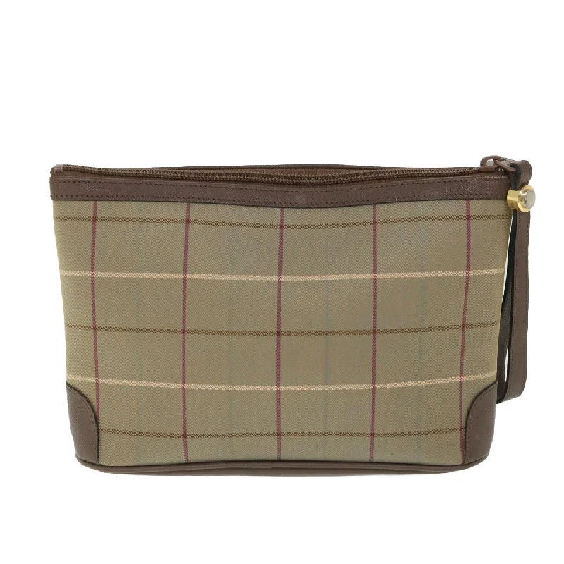 BURBERRYSs Nova Check Clutch Bag Nylon Canvas Brown  bs8688